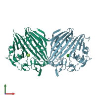 PDB entry 1nsv coloured by chain, front view.