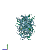 PDB entry 1nsv coloured by chain, side view.