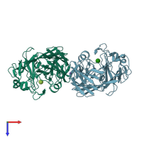 PDB entry 1nsv coloured by chain, top view.