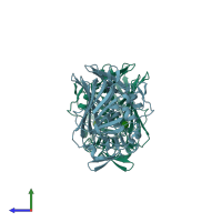 PDB entry 1nsz coloured by chain, side view.