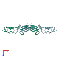 PDB entry 1nt0 coloured by chain, top view.