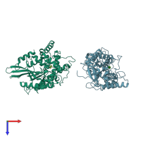 PDB entry 1nt4 coloured by chain, top view.