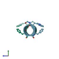PDB entry 1nt5 coloured by chain, side view.