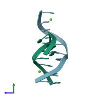 PDB entry 1nt8 coloured by chain, side view.