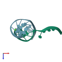 PDB entry 1nt8 coloured by chain, top view.