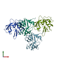 PDB entry 1ntg coloured by chain, front view.