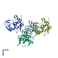 PDB entry 1ntg coloured by chain, top view.