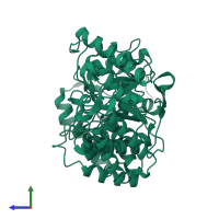 PDB entry 1nth coloured by chain, side view.