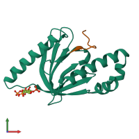 PDB entry 1nu2 coloured by chain, front view.