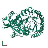 PDB entry 1nu5 coloured by chain, front view.