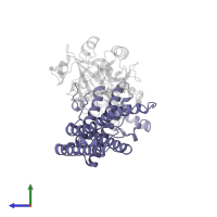 Staphylocoagulase N-terminal subdomain 1 domain-containing protein in PDB entry 1nu7, assembly 1, side view.