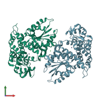 PDB entry 1nua coloured by chain, front view.