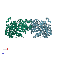 PDB entry 1nua coloured by chain, top view.