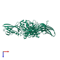 Monomeric assembly 2 of PDB entry 1nud coloured by chemically distinct molecules, top view.