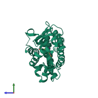 PDB entry 1nuo coloured by chain, side view.