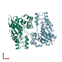 PDB entry 1nur coloured by chain, front view.