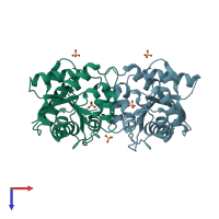 PDB entry 1nur coloured by chain, top view.