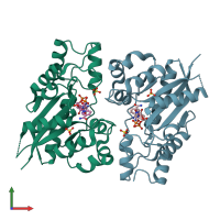 PDB entry 1nuu coloured by chain, front view.