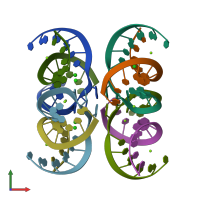 PDB entry 1nuv coloured by chain, front view.