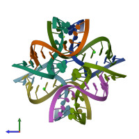 PDB entry 1nuv coloured by chain, side view.