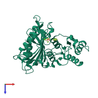 PDB entry 1nuw coloured by chain, top view.