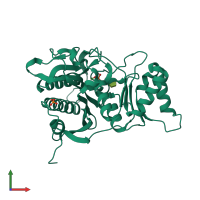 PDB entry 1nuz coloured by chain, front view.