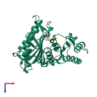 PDB entry 1nuz coloured by chain, top view.