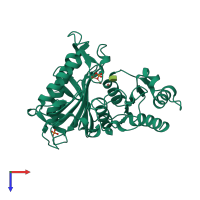 PDB entry 1nv4 coloured by chain, top view.