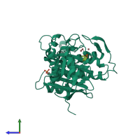 PDB entry 1nv6 coloured by chain, side view.