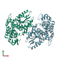 PDB entry 1nva coloured by chain, front view.
