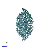 PDB entry 1nva coloured by chain, side view.