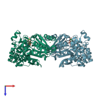 PDB entry 1nva coloured by chain, top view.