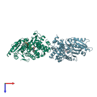 PDB entry 1nvb coloured by chain, top view.