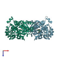 PDB entry 1nvd coloured by chain, top view.