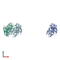 PDB entry 1nvf coloured by chain, front view.