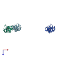 PDB entry 1nvf coloured by chain, top view.
