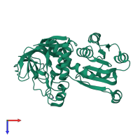 PDB entry 1nvg coloured by chain, top view.
