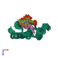 PDB entry 1nvl coloured by chain, ensemble of 20 models, top view.