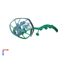 PDB entry 1nvn coloured by chain, top view.