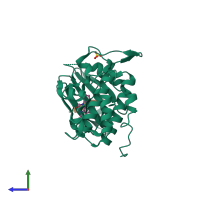 PDB entry 1nvs coloured by chain, side view.