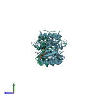 PDB entry 1nvt coloured by chain, side view.