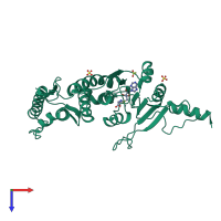 PDB entry 1nw3 coloured by chain, top view.