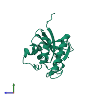 PDB entry 1nwa coloured by chain, side view.