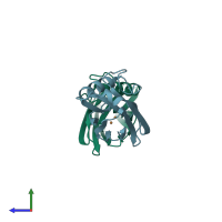 PDB entry 1nwo coloured by chain, side view.