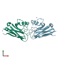 PDB entry 1nwp coloured by chain, front view.