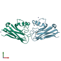 PDB entry 1nwp coloured by chain, front view.