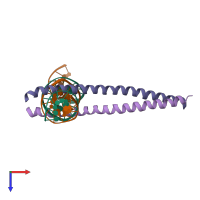 PDB entry 1nwq coloured by chain, top view.