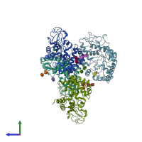 PDB entry 1nws coloured by chain, side view.