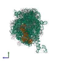 PDB entry 1nwx coloured by chain, side view.