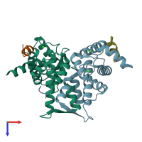 PDB entry 1nx0 coloured by chain, top view.